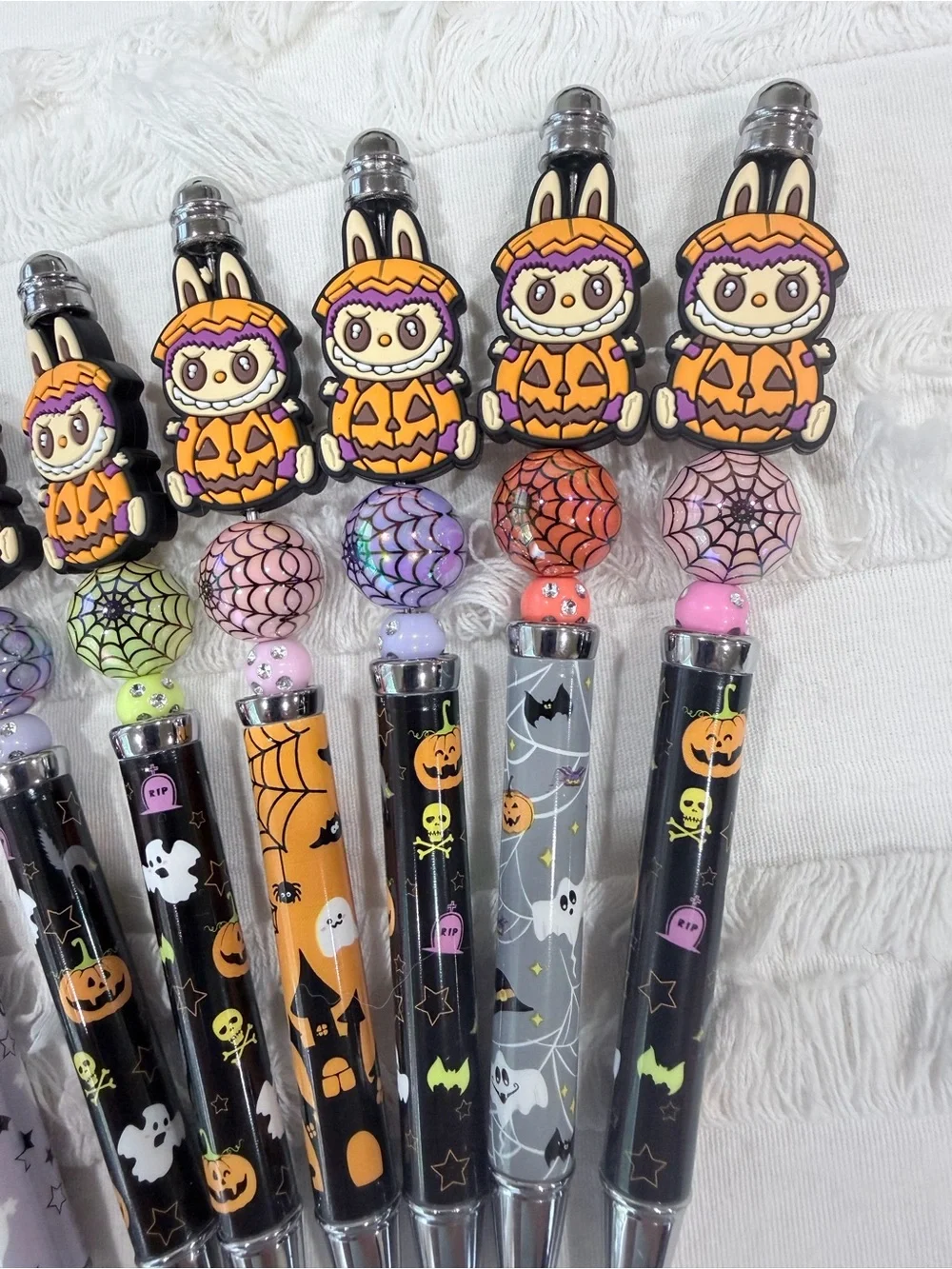 Halloween Fuzzy LaBubu Bunny Jack-O'-Lantern Ballpoint Pen - Assorted Colors